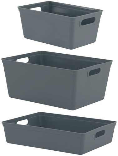 Grey plastic storage basket - grey,