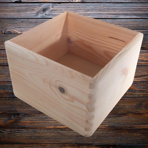 Wooden square storage crate - wooden,