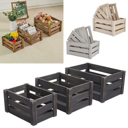 Wooden crate shelve - wooden, basket