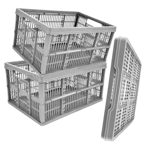 Plastic folding storage crate - plastic,